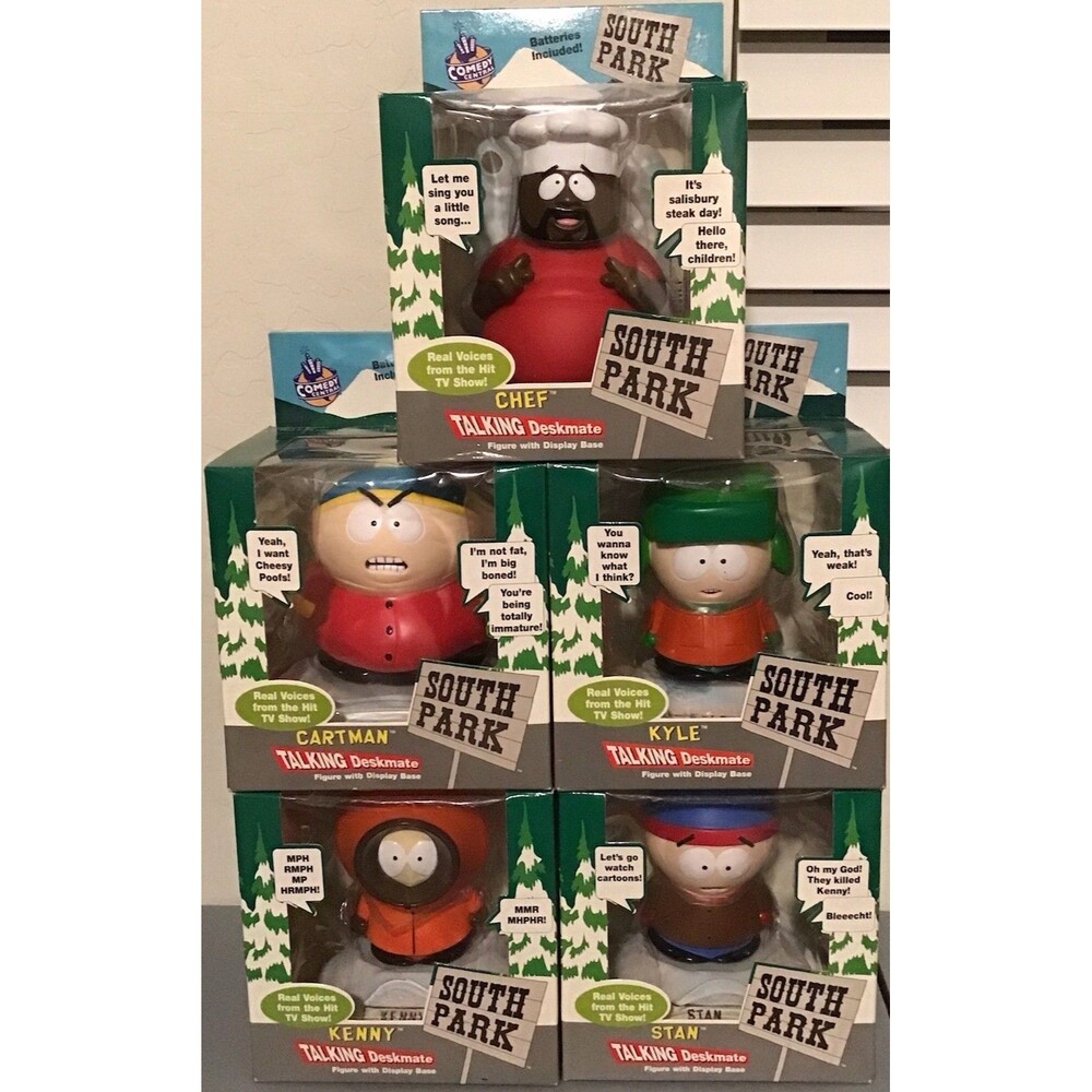 VTG South Park Talking Deskmates LOT OF 5- Cartman, Kenny, Kyle, Stan & Chef NEW